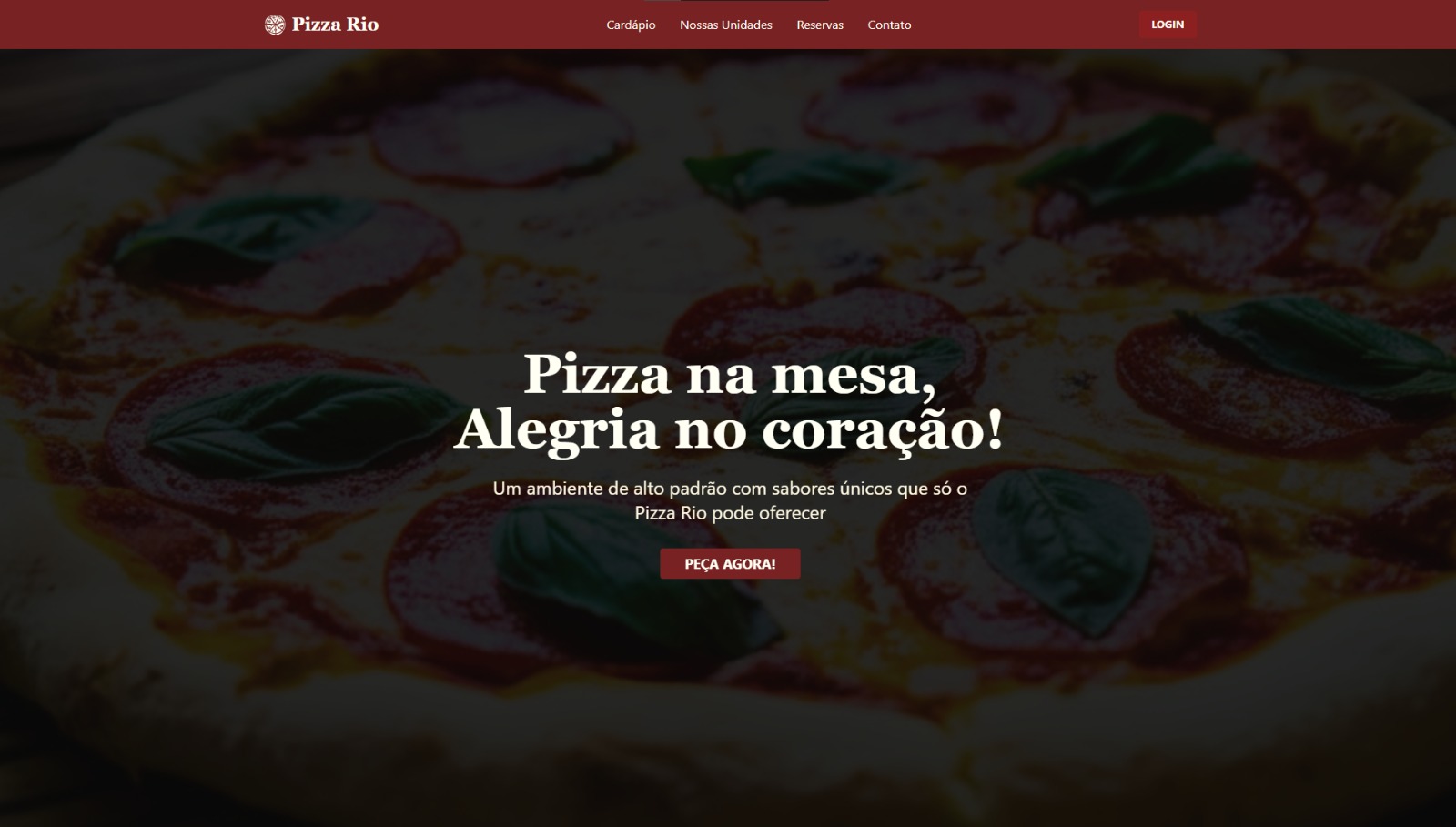 Tela do projeto PizzaRio